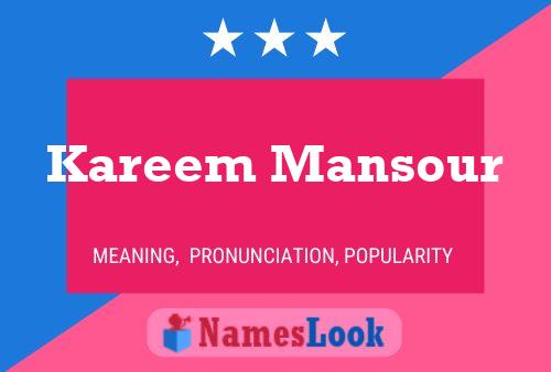 Kareem Mansour Name Poster