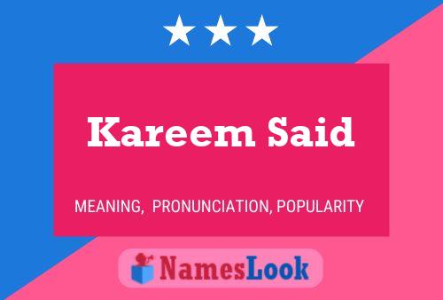 Kareem Said Name Poster