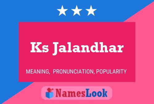 Ks Jalandhar Name Poster