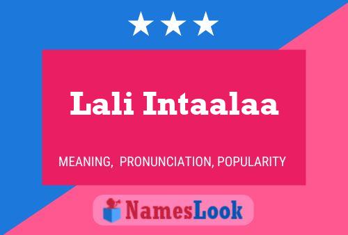 Lali Intaalaa Name Poster