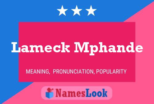 Lameck Mphande Name Poster