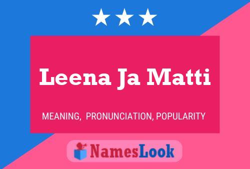 Leena Ja Matti Name Poster