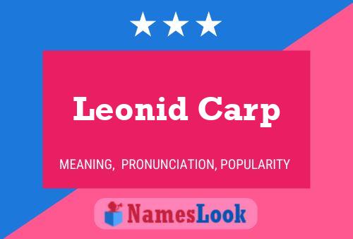 Leonid Carp Name Poster