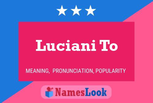 Luciani To Name Poster