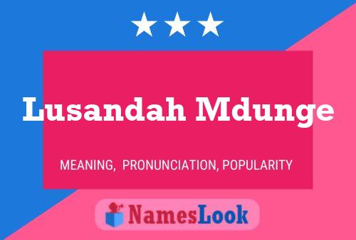 Lusandah Mdunge Name Poster