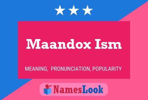 Maandox Ism Name Poster