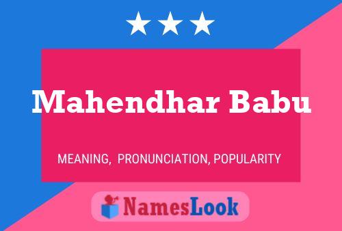 Mahendhar Babu Name Poster