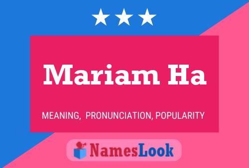 Mariam Ha Name Poster