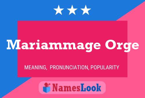 Mariammage Orge Name Poster