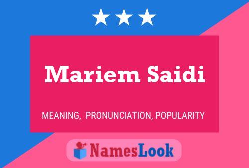 Mariem Saidi Name Poster