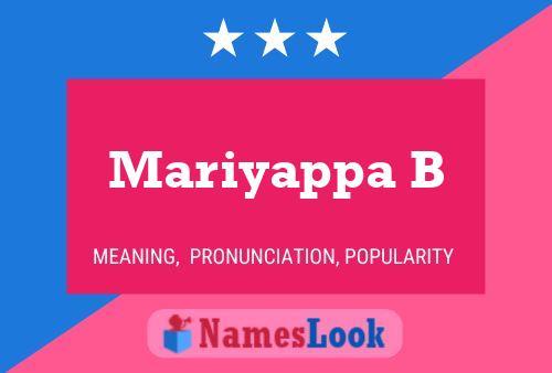 Mariyappa B Name Poster