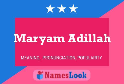 Maryam Adillah Name Poster