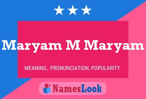 Maryam M Maryam Name Poster