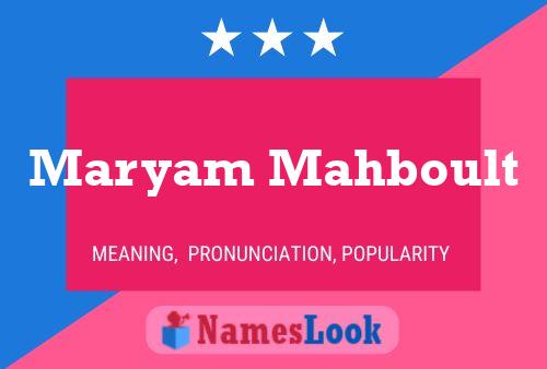 Maryam Mahboult Name Poster