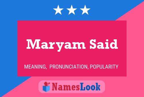 Maryam Said Name Poster