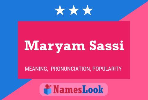 Maryam Sassi Name Poster