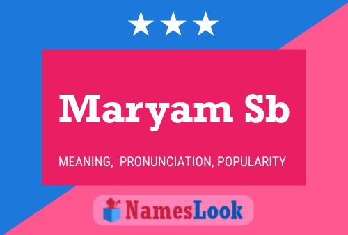 Maryam Sb Name Poster