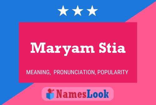 Maryam Stia Name Poster