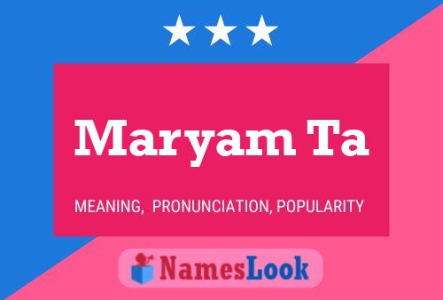 Maryam Ta Name Poster