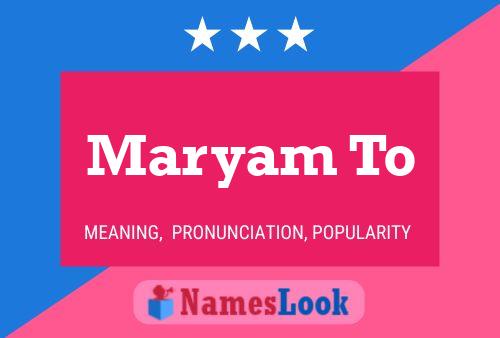 Maryam To Name Poster