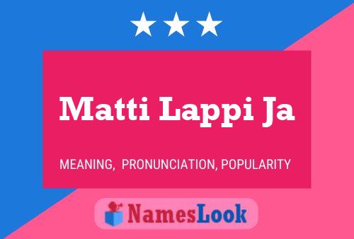 Matti Lappi Ja Name Poster