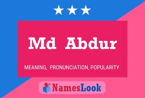 Md  Abdur Name Poster