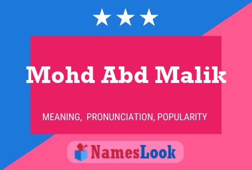 Mohd Abd Malik Name Poster