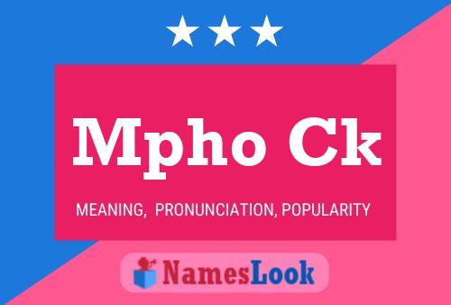 Mpho Ck Name Poster