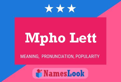 Mpho Lett Name Poster