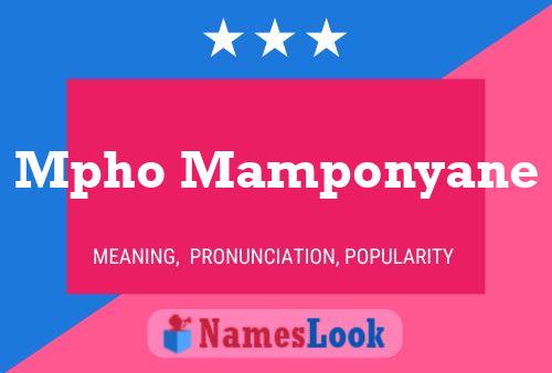 Mpho Mamponyane Name Poster