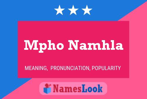 Mpho Namhla Name Poster