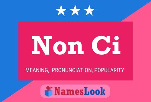 Non Ci Name Poster