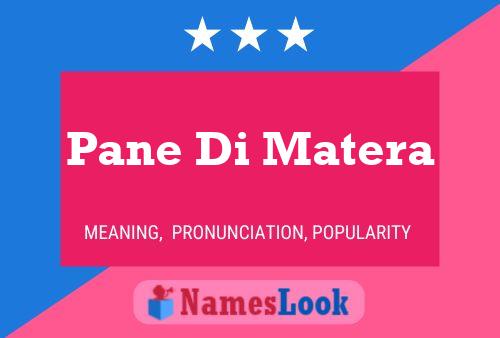 Pane Di Matera Name Poster