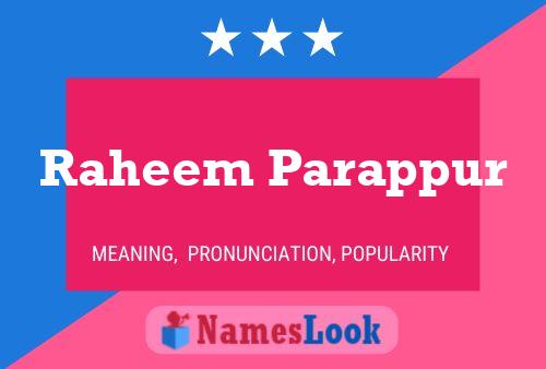 Raheem Parappur Name Poster