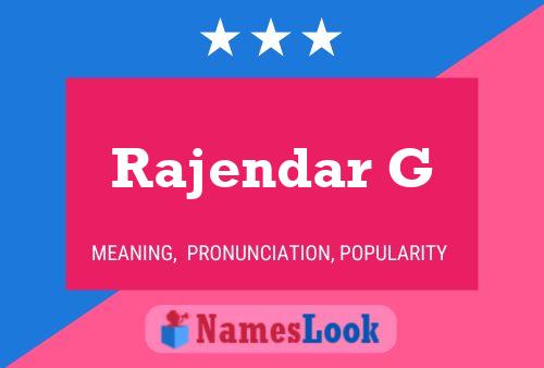 Rajendar G Name Poster