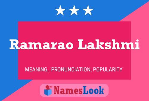 Ramarao Lakshmi Name Poster