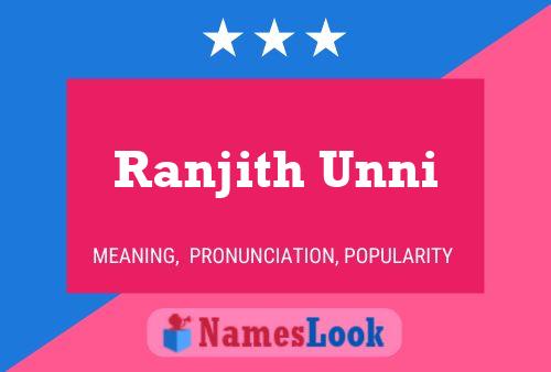 Ranjith Unni Name Poster