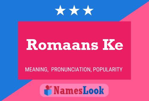 Romaans Ke Name Poster