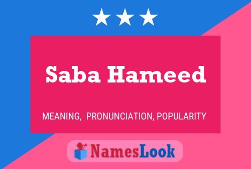 Saba Hameed Name Poster