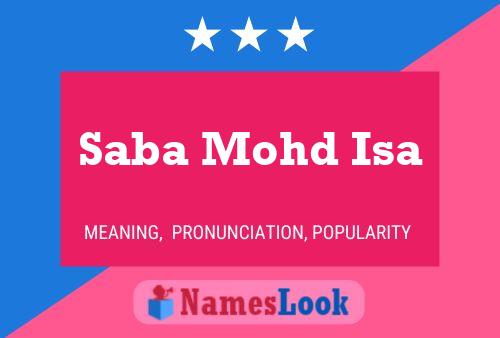 Saba Mohd Isa Name Poster