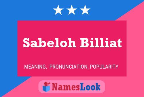 Sabeloh Billiat Name Poster