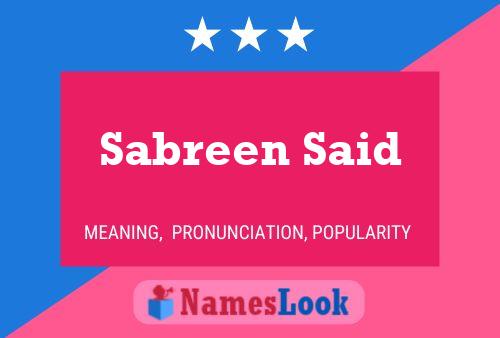 Sabreen Said Name Poster