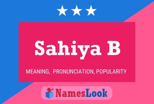 Sahiya B Name Poster