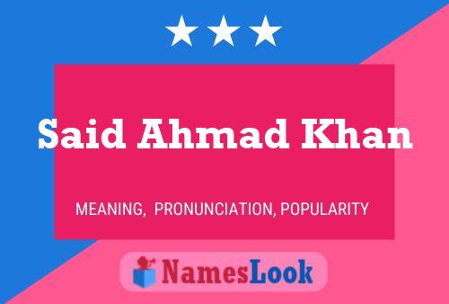 Said Ahmad Khan Name Poster