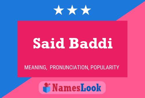 Said Baddi Name Poster