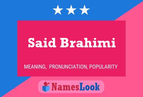 Said Brahimi Name Poster