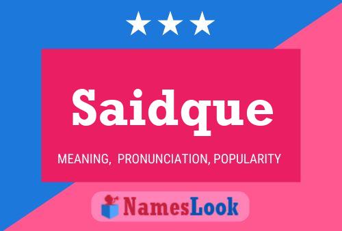 Saidque Name Poster