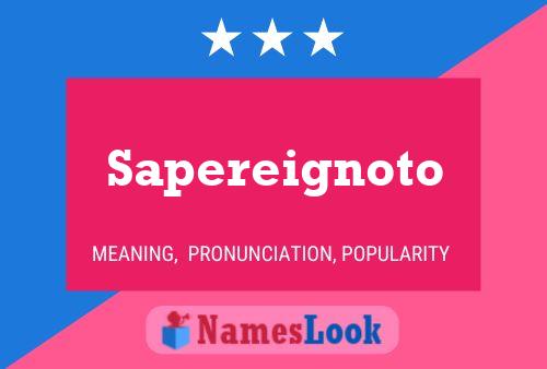 Sapereignoto Name Poster