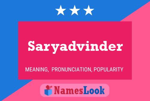 Saryadvinder Name Poster