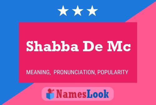 Shabba De Mc Name Poster